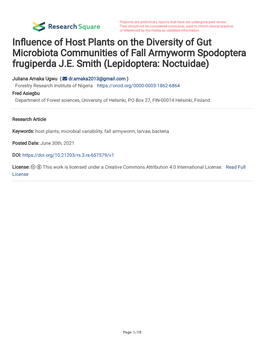 Influence of Host Plants on the Diversity of Gut Microbiota