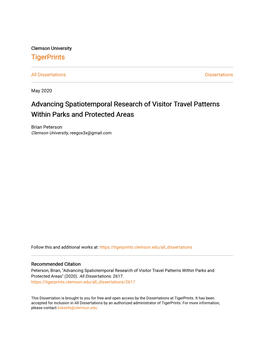 Advancing Spatiotemporal Research of Visitor Travel Patterns Within Parks and Protected Areas