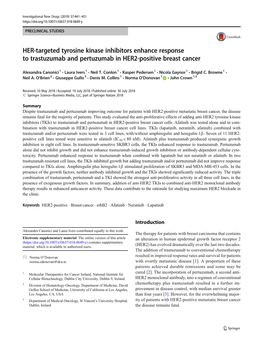 HER-Targeted Tyrosine Kinase Inhibitors Enhance Response to Trastuzumab and Pertuzumab in HER2-Positive Breast Cancer