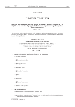 Publication of an Amendment Application Pursuant to Article 6(2