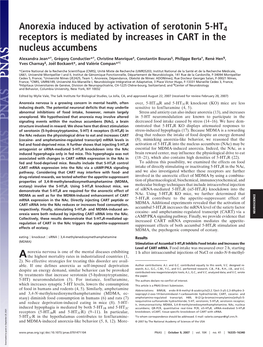 Anorexia Induced by Activation of Serotonin 5-HT4 Receptors Is Mediated by Increases in CART in the Nucleus Accumbens