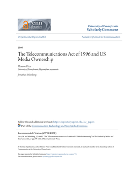 The Telecommunications Act of 1996 and US Media Ownership