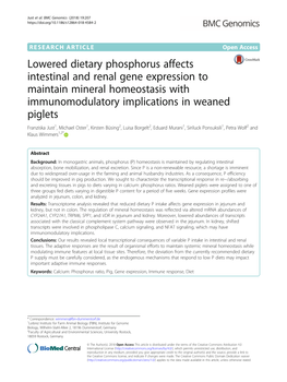 Lowered Dietary Phosphorus Affects Intestinal and Renal Gene