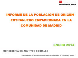 Informe De Población Extranjera Enero 2014