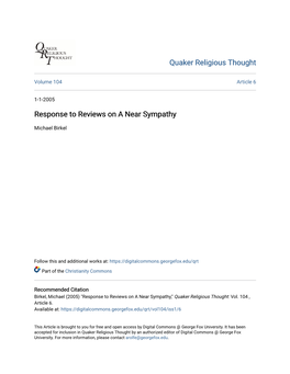 Response to Reviews on a Near Sympathy