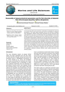 Marine and Life Sciences R E-ISSN: 2687-5802 Article Journal Homepage