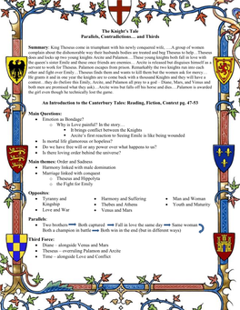 The Knight's Tale Parallels, Contradictions… and Thirds Summary