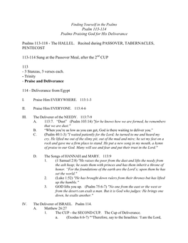 Psalm 113-114 Psalms Praising God for His Deliverance Psalms 113-118