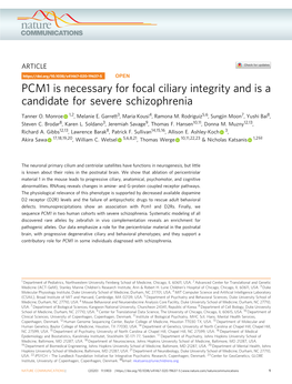 PCM1 Is Necessary for Focal Ciliary Integrity and Is a Candidate for Severe Schizophrenia
