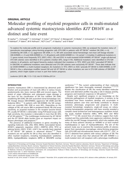 Molecular Profiling of Myeloid Progenitor Cells in Multi-Mutated Advanced Systemic Mastocytosis Identifies KIT D816V As a Distin