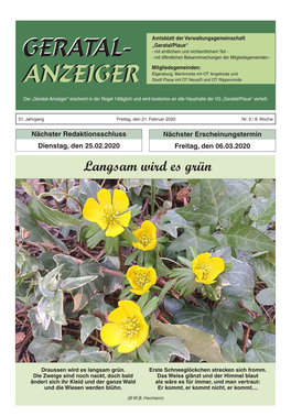 Geratalanzeiger Nr. 3 Vom 21.02.2020