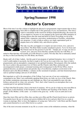 Spring/Summer 1998 Rector's Corner