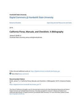 California Floras, Manuals, and Checklists: a Bibliography