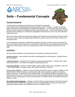 Soils – Fundamental Concepts