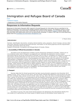 Immigration and Refugee Board of Canada Page 1 of 4