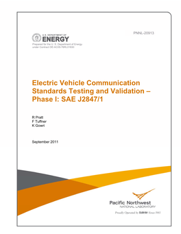 Electric Vehicle Communication Standards Testing and Validation – Phase I: SAE J2847/1