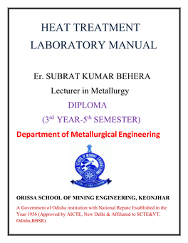 Heat Treatment Laboratory Manual