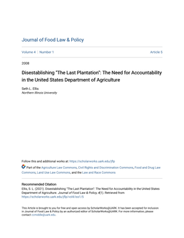 The Need for Accountability in the United States Department of Agriculture