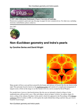 Non-Euclidean Geometry and Indra's Pearls