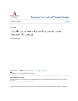 Her Mistress's Voice: Gynophonocentrism in Feminist Discourses