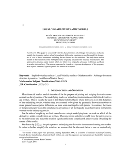 Local Volatility Surface - Market Models - Arbitrage-Free Term Structure Dynamics - Heathjarrowmorton Theory