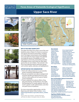 Upper Saco River Focus Areas of Statewide Ecological Significance Upper Saco River