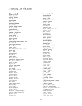 Thematic Entries List