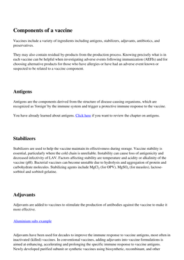 Components of a Vaccine