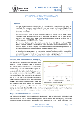 ETHIOPIA MONTHLY MARKET WATCH August 2013