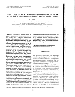 Introduction the Vestibular Stimulus Turntable