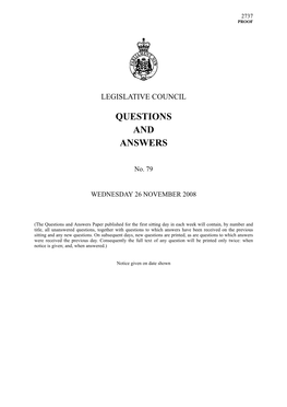 Questions and Answers No. 79— Wednesday 26 November 2008