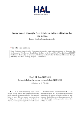 From Peace Through Free Trade to Interventionism for the Peace Fanny Coulomb, Alain Alcouffe