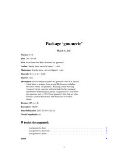 Package 'Gnumeric'