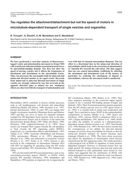 Tau Inhibits Vesicle and Organelle Transport