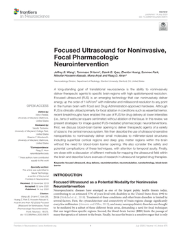 Focused Ultrasound for Noninvasive, Focal Pharmacologic Neurointervention
