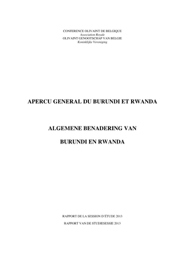 Rapport Burundi & Rwanda 2013