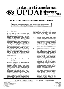 SOUTH AFRICA - MOZAMBIQUE RELATIONS in the 1990S