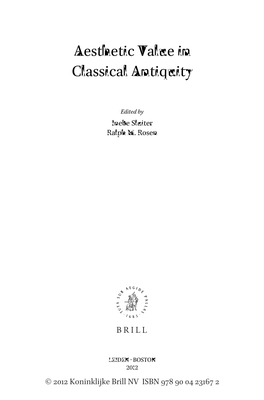 Aesthetic Value in Classical Antiquity