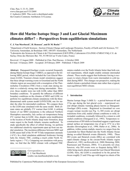 How Did Marine Isotope Stage 3 and Last Glacial Maximum Climates Differ? – Perspectives from Equilibrium Simulations