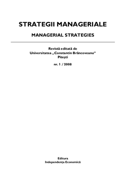 Revistă Editată De Universitatea „Constantin Brâncoveanu” Piteşti