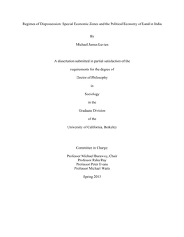 Regimes of Dispossession: Special Economic Zones and the Political Economy of Land in India