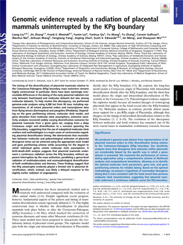 Genomic Evidence Reveals a Radiation of Placental Mammals Uninterrupted