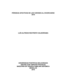 Pérdidas Afectivas De Los Varones Al Divorciarse 2014