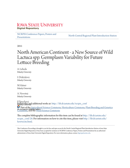 A New Source of Wild Lactuca Spp. Germplasm Variability for Future Lettuce Breeding