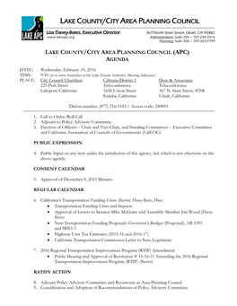 Lake County/City Area Planning Council