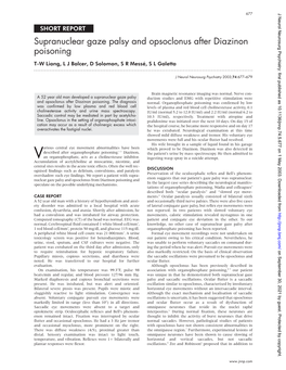 Supranuclear Gaze Palsy and Opsoclonus After Diazinon Poisoning T-W Liang, L J Balcer, D Solomon, S R Messé, S L Galetta