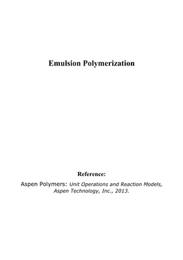 Emulsion Polymerization