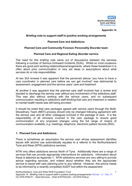 Briefing Note to Support Staff in Positive Working Arrangements