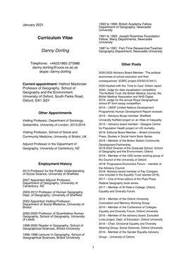 Curriculum Vitae of Danny Dorling