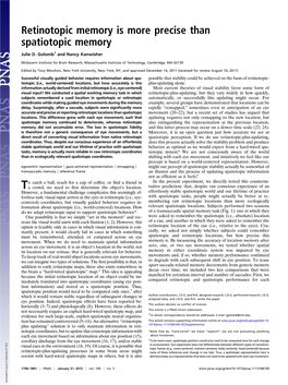 Retinotopic Memory Is More Precise Than Spatiotopic Memory